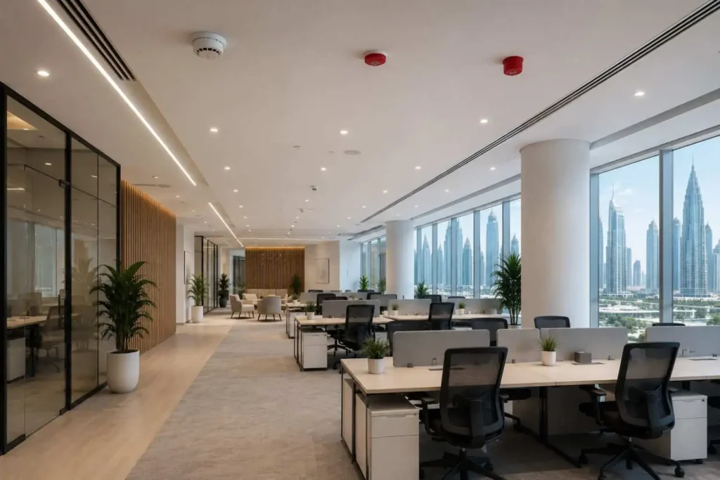 fire alarm system uae open plan office smoke detectors
