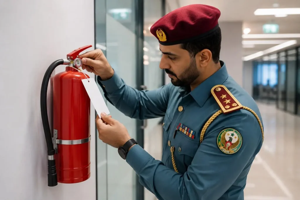 fire extinguisher uae civil defense inspection service tag