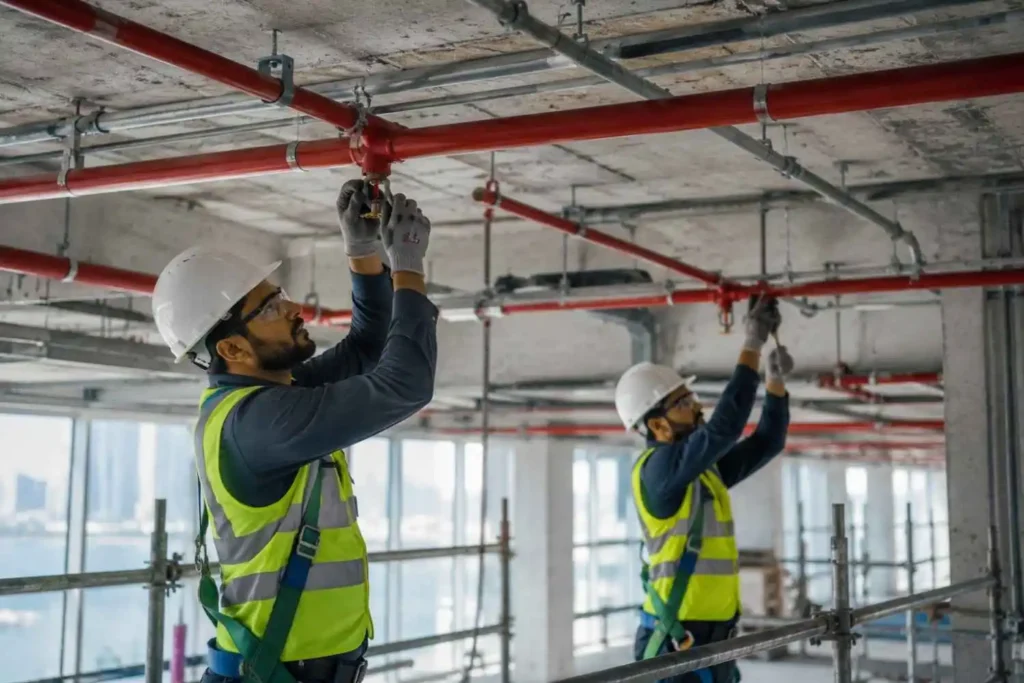 Professional sprinkler system installation in Qatar commercial building