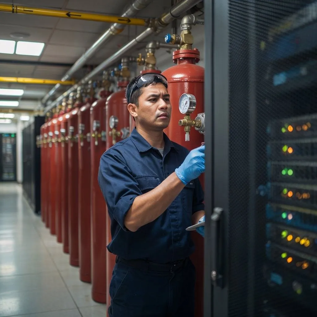firefighting annual maintenance qatar fm200 cylinder pressure check