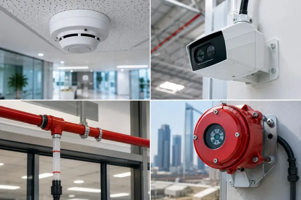 fire detection systems uae types smoke beam aspirating flame detectors