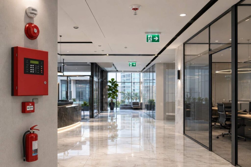 fire safety company uae services fire alarm sprinkler emergency lights
