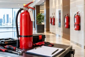 annual maintenance contract fire extinguisher uae service tag inspection