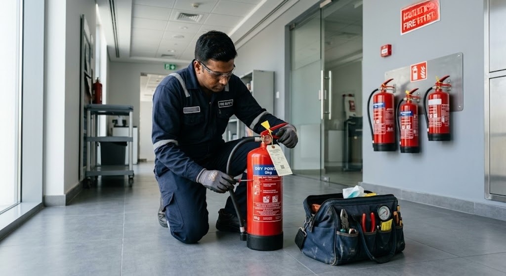 annual maintenance contract fire extinguisher uae full service inspection